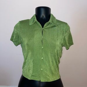 H&M Green Velvet Button Blouse | Size S | Worn one time